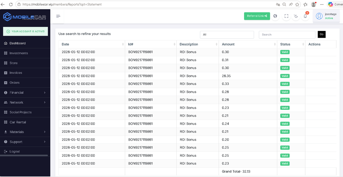 JoaoPereira_BTC's tweet photo. Another excellent day of profit distribution at MobileCar!
#MobileCar #ProfitDistribution #ProfitSharing #BusinessSuccess #TeamWins #FinancialGrowth https://t.co/VjVJDkDIow