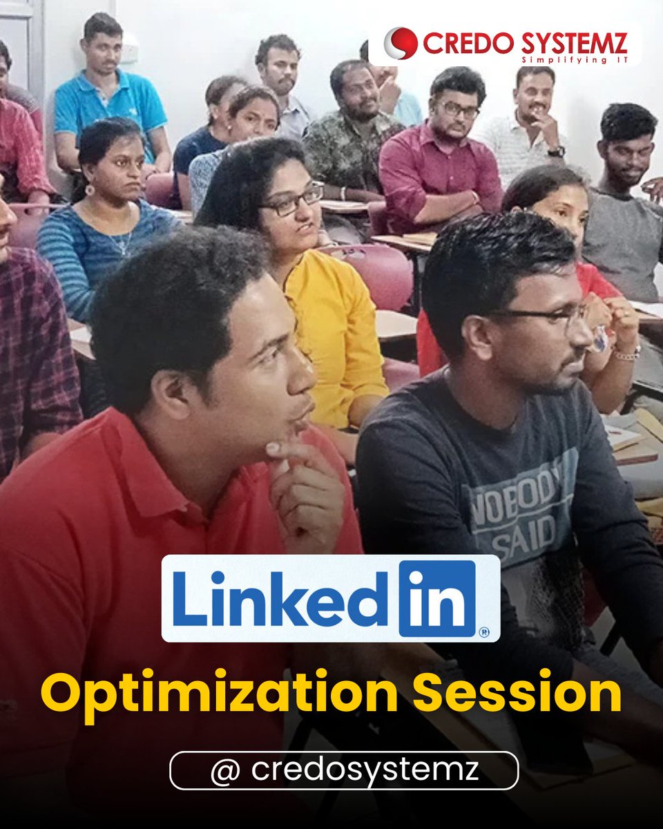 credosystemz's tweet photo. ⭐ Optimizing LinkedIn Profiles for Career Success ⭐

Our LinkedIn Optimization Session at Credo Systemz, Velachery helps candidates build professional profiles that attract recruiters.

🔗 https://t.co/ZmZur6sMKK

#LinkedInOptimization #CareerGrowth #PersonalBranding #JobReady https://t.co/eYUw6HLqVN