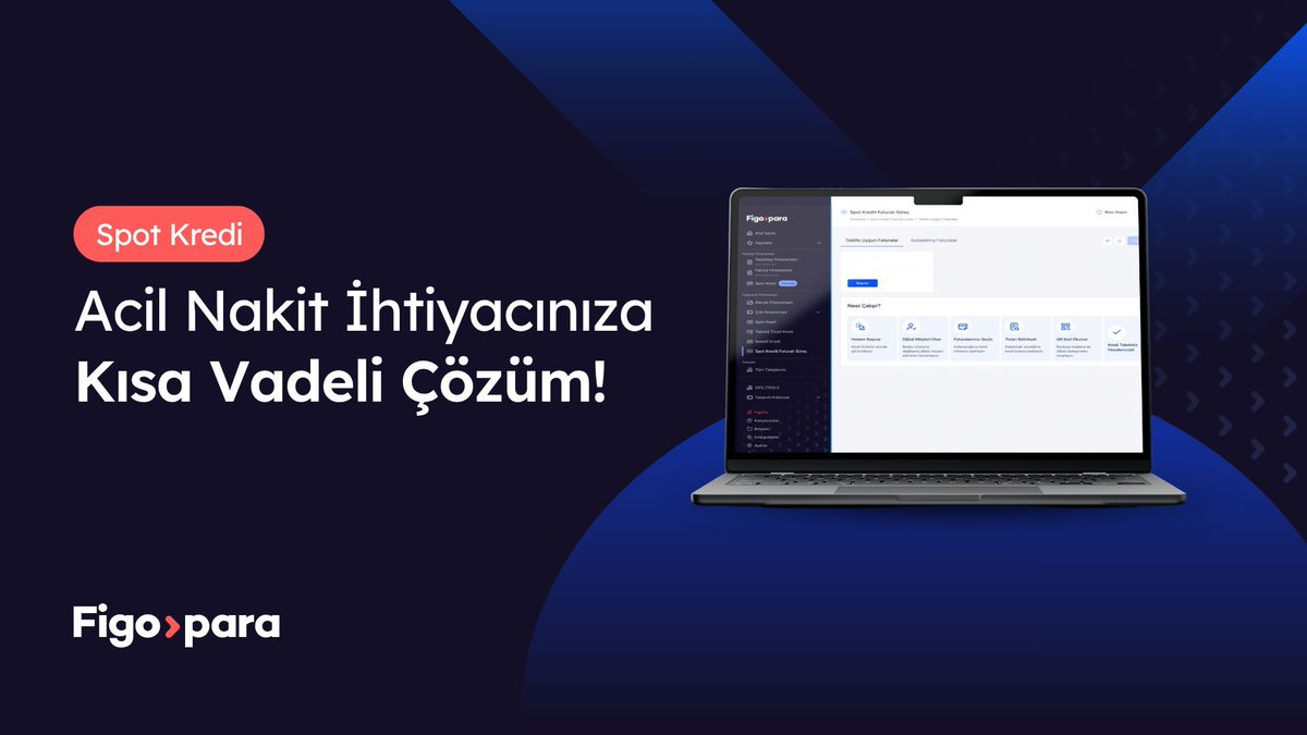 figopara's tweet photo. Başvurudan onaya kadar her adım tamamen dijital. Islak imza yok, fiziksel evrak yok, şube ziyareti yok.

✔️ Sabit faiz oranı
✔️ Tamamen online başvuru süreci
✔️ Fatura teminatsız finansman

https://t.co/hGRjskN20k https://t.co/3rUqleIqid