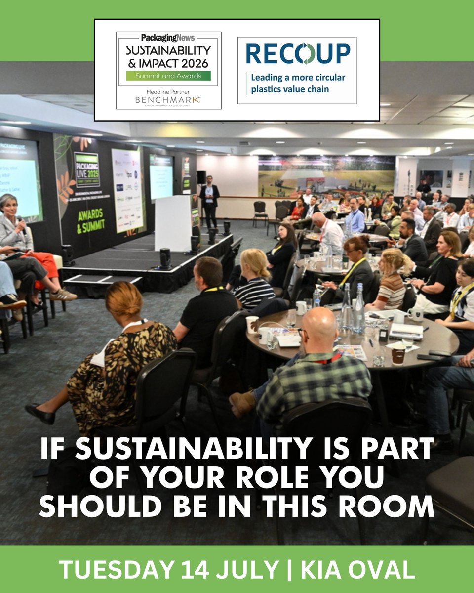 Recoup_UK's tweet photo. If sustainability is part of your role, this is worth your time 👇

The Sustainability &amp; Impact Summit by @PackNews (14 July, London) brings together leaders across packaging &amp; recycling to share real-world solutions

👉 Tickets here https://t.co/lQwF8vzycT

#SISA26 https://t.co/7soK1HILTx