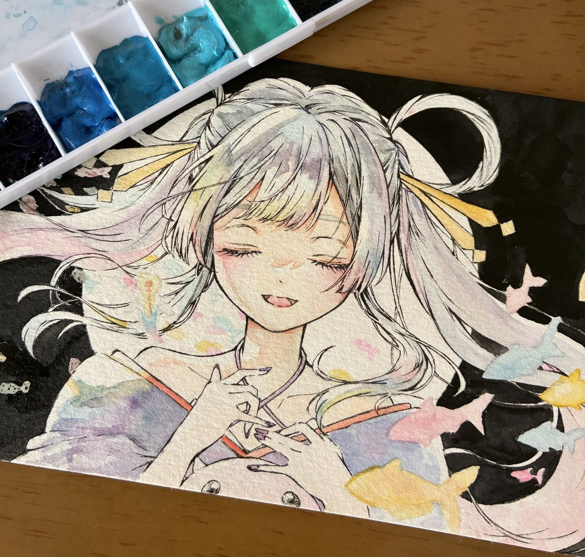 eruba_369's tweet photo. ヤチヨの星降る海のライブシーンが素敵すぎてFA描いてたけど色塗り失敗したので没ったけどお顔は可愛く描けたから見てあげて…😭😭
#超かぐや姫 https://t.co/9aySf22fbo
