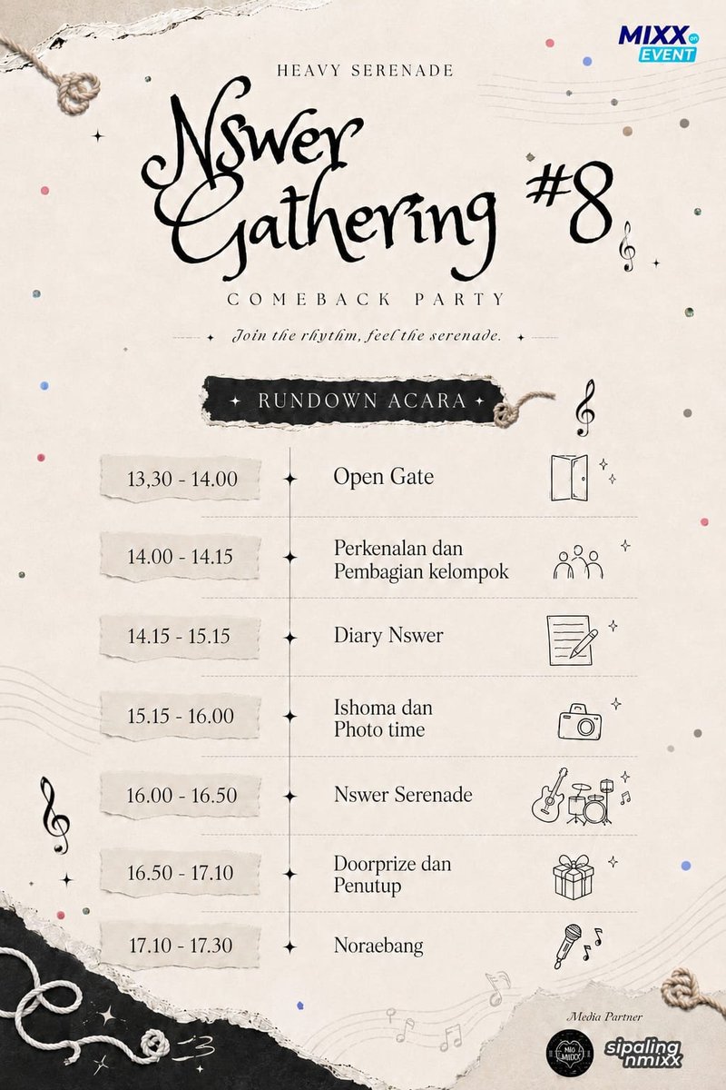 mixxevent_idn's tweet photo. Day-4!!! 
NSWER GATHERING #8
RUNDOWN is here~

📅 Sabtu, 16 Mei 2025 (14.00 – selesai)
📍 Cozwin Coffee &amp; Ice Cream, Jakarta Timur
💸 HTM: 80K
🍰 Snack, beverage, freebies &amp; doorprize
📢 https://t.co/L5PQ4P7HMW

Come for the music,
stay for the memories https://t.co/WbKwezgcSv