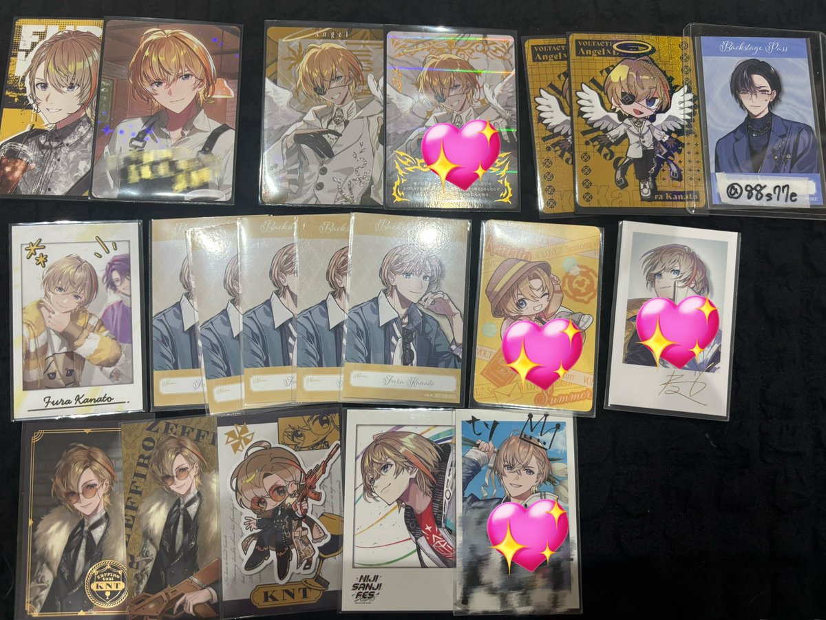 nerner_zzZ's tweet photo. @88s77e @no_TL 初めまして。検索よりお声掛け失礼致します。
当方画像のもの所持しております。画像１枚目のもの9点と、お借りしました画像2・3枚目の💖のもの8点を郵送交換していただくことは可能でしょうか？
難しいかと思いますが、御検討の程よろしくお願い致します。 https://t.co/Kk8hJ2UR12