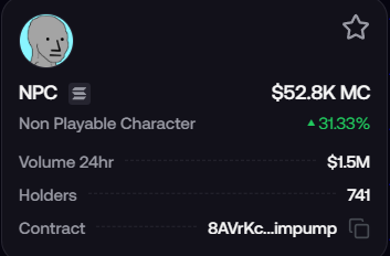 notprofitableXD's tweet photo. @itsNPCtoken 1.5m volume in 24h 

unnoticed

non playable character https://t.co/yx9i7HixnF