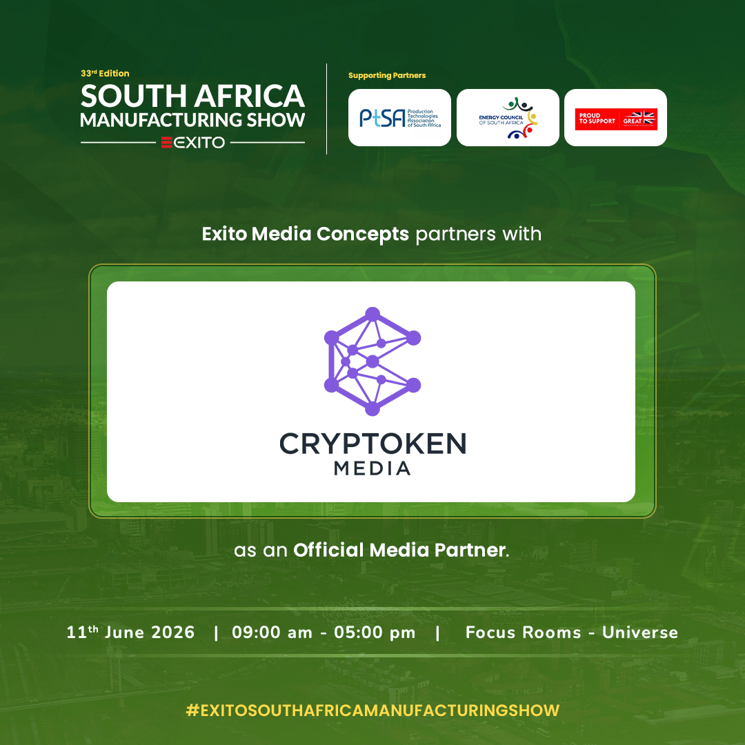 CryptokenMedia's tweet photo. Cryptoken Media is excited to partner with the South Africa Manufacturing Show 2026 as an official media partner! 🤝

As manufacturing continues to evolve through AI, automation, Industry 4.0, IoT, and digital transformation, this summit will serve as a key meeting point for industry leaders, innovators, and technology experts shaping the future of manufacturing in Africa.

📅 11 June 2026
📍 Johannesburg, South Africa

The event will feature insightful discussions, networking opportunities, and the latest advancements in smart manufacturing, cybersecurity, industrial automation, supply chain innovation, and emerging technologies.

🎟️ Learn more & register here:
 https://t.co/XIWuxzt4FL