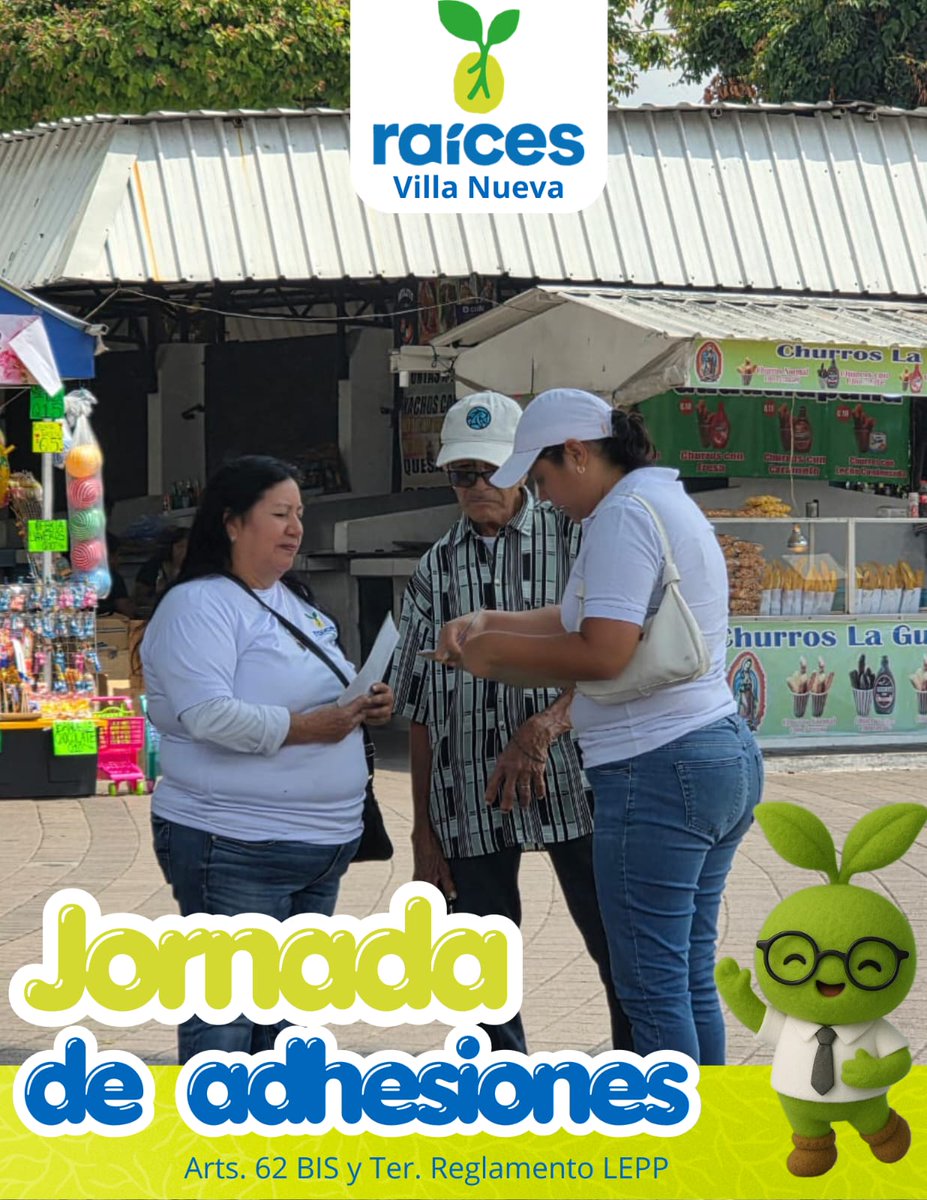 RaicesVN's tweet photo. #VillaNueva está convencido de que Guatemala merece un futuro más justo y equitativo.🌱

✍️En cada jornada de adhesión cada vez más gente elige echar #Raíces🌱 a través de su firma.

Arts. 62 BIS y Ter. Reglamento LEPP https://t.co/9gQs7R6zoc