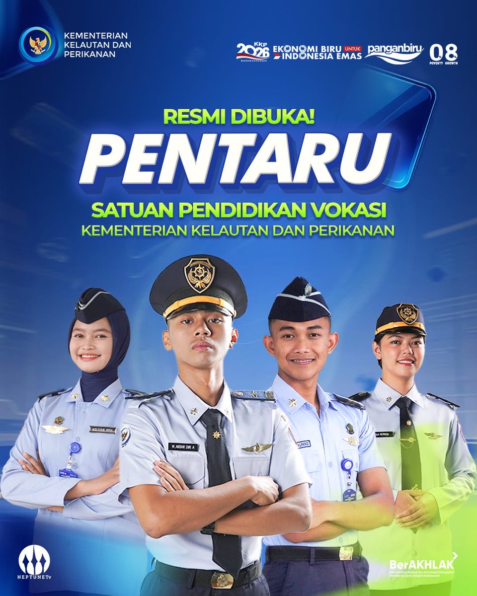 doantriharsono's tweet photo. Sahabat Bahari, @kkpgoid resmi membuka penerimaan #PENTARUKKP2026 untuk pendidikan tinggi &amp; menengah vokasi bidang KP. Pendaftaran hanya melalui website resmi pada tautan berikut. YUK, DAFTAR SEGERA!
#2026KKPGrowStronger #KKPGOID @saktitrenggono https://t.co/HhFck1hgCG