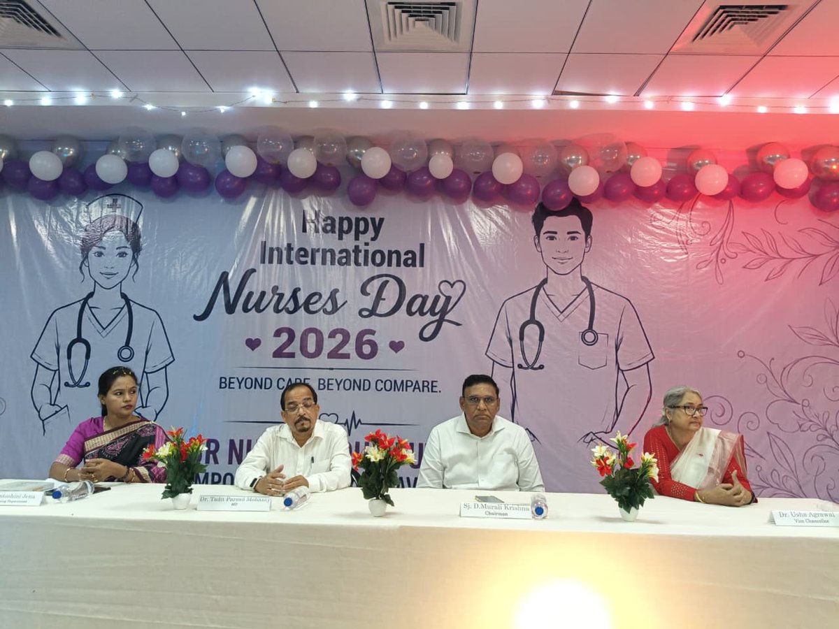 iamdmkrishna's tweet photo. A memorable International Nurses Day celebration at AIPH University, Bhubaneshwar. To all the nurses who lead with their hearts and heal with their hands: you are our true heroes.
#krishnavikash #aiph #internationalnursesday #nurses https://t.co/BQU8QxXkfq