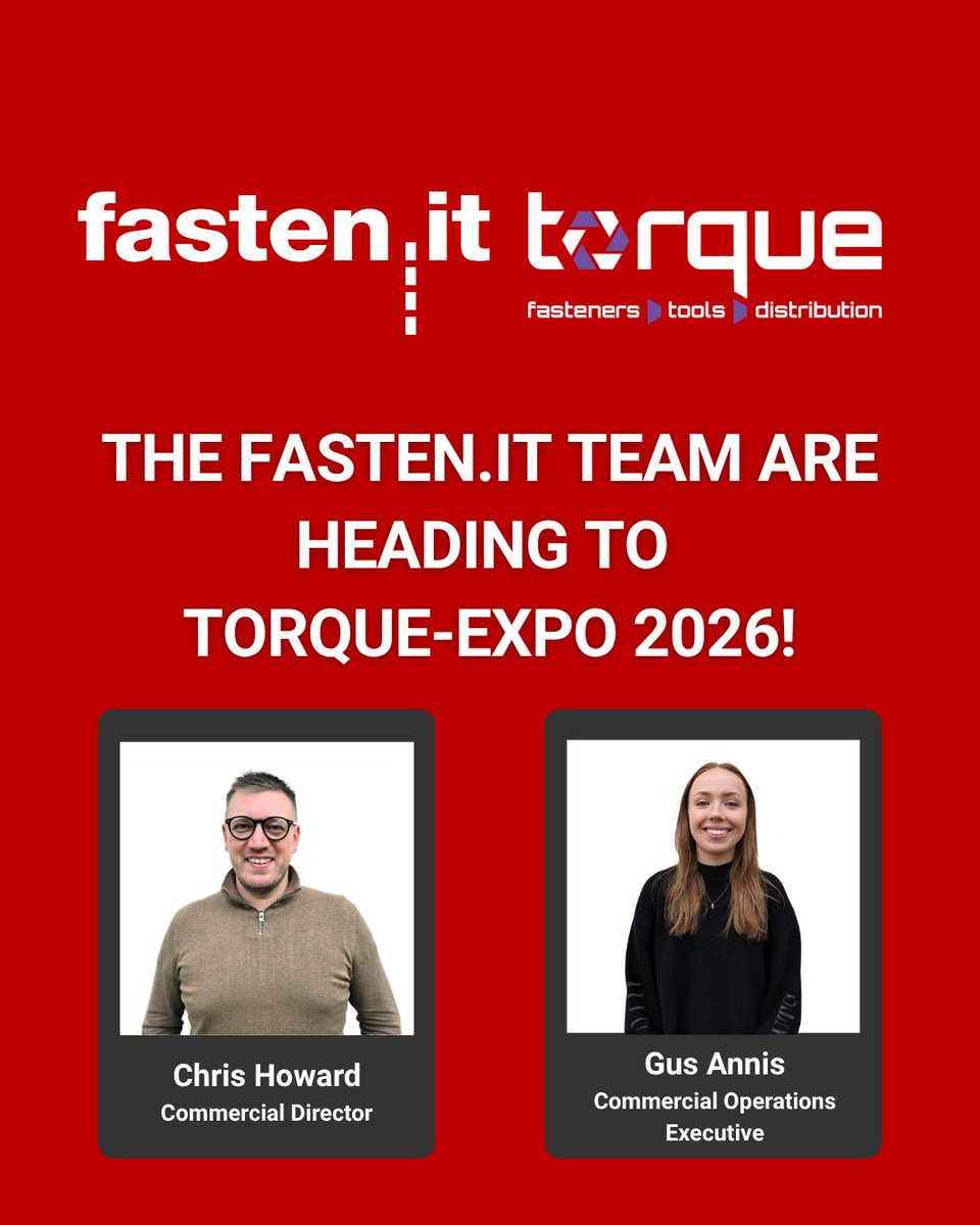 Fastenit's tweet photo. The https://t.co/IwW6poOlyi team are heading to @TorqueExpo 2026! 🤝
Keep an eye out for Chris and Gus, and feel free to say hello or ask any questions about the https://t.co/IwW6poOlyi platform or any of the promotional opportunities we offer.

#fastenit #torqueexpo #networking https://t.co/PJGFGkhaYI