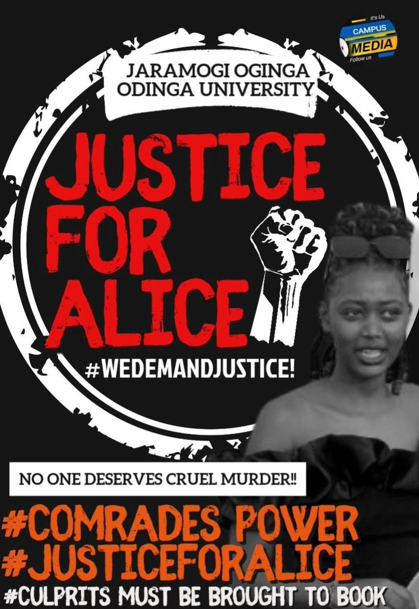 jaredotieno25's tweet photo. A bright light has been extinguished far too soon. We stand in solidarity as a community to demand that those responsible for Alice’s death are held accountable. The safety of every student is a right, not a privilege. #JusticeForAlice #ComradesPower #EndFemicide https://t.co/1eKaiDnm9I