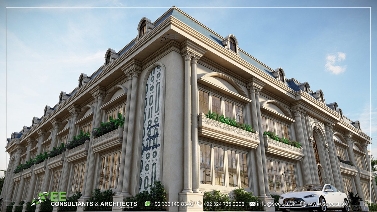 seeca_pk's tweet photo. Presenting Green Apple Marquee, Sialkot 
designed &amp; supervised by SEE Consultants &amp; Architects. 
A luxurious modern-classic architectural project crafted with elegance, symmetry, and timeless detail to create a premium event destination.
#SEEConsultants #Architecture #Sialkot https://t.co/u3z4KNvhSc
