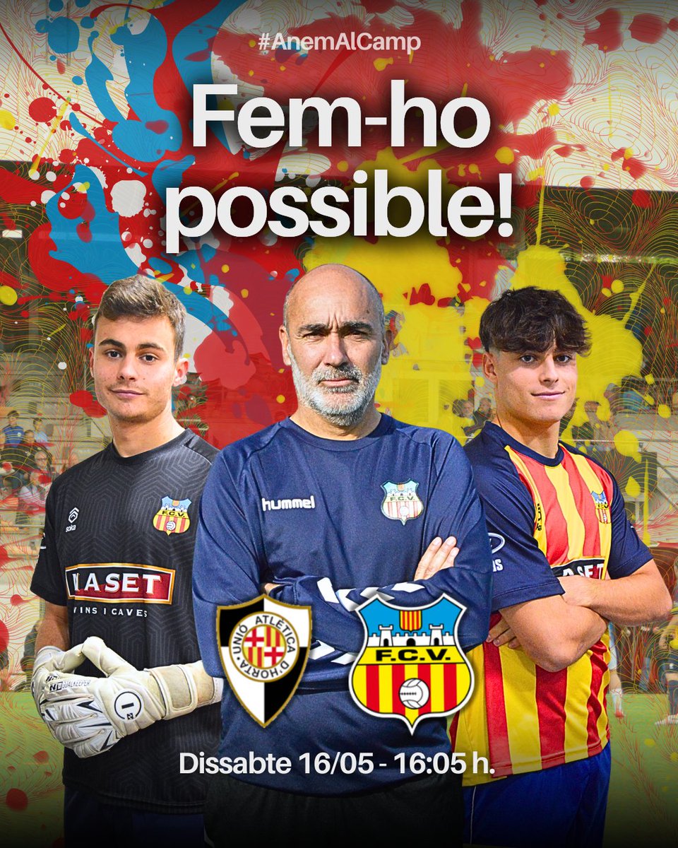 FCVilafranca's tweet photo. Tenim un objectiu. Fem-ho possible.

⚽ Dissabte, a les 16:05h, visitem la @uahorta, buscant 3 punts vitals que ens permetin seguir creient. Última jornada de lliga, i tot per decidir...

Força, Vila!❤️💛

#AnemAlCamp
#LligaElit #futbolcat https://t.co/ArcgdeMu8Y