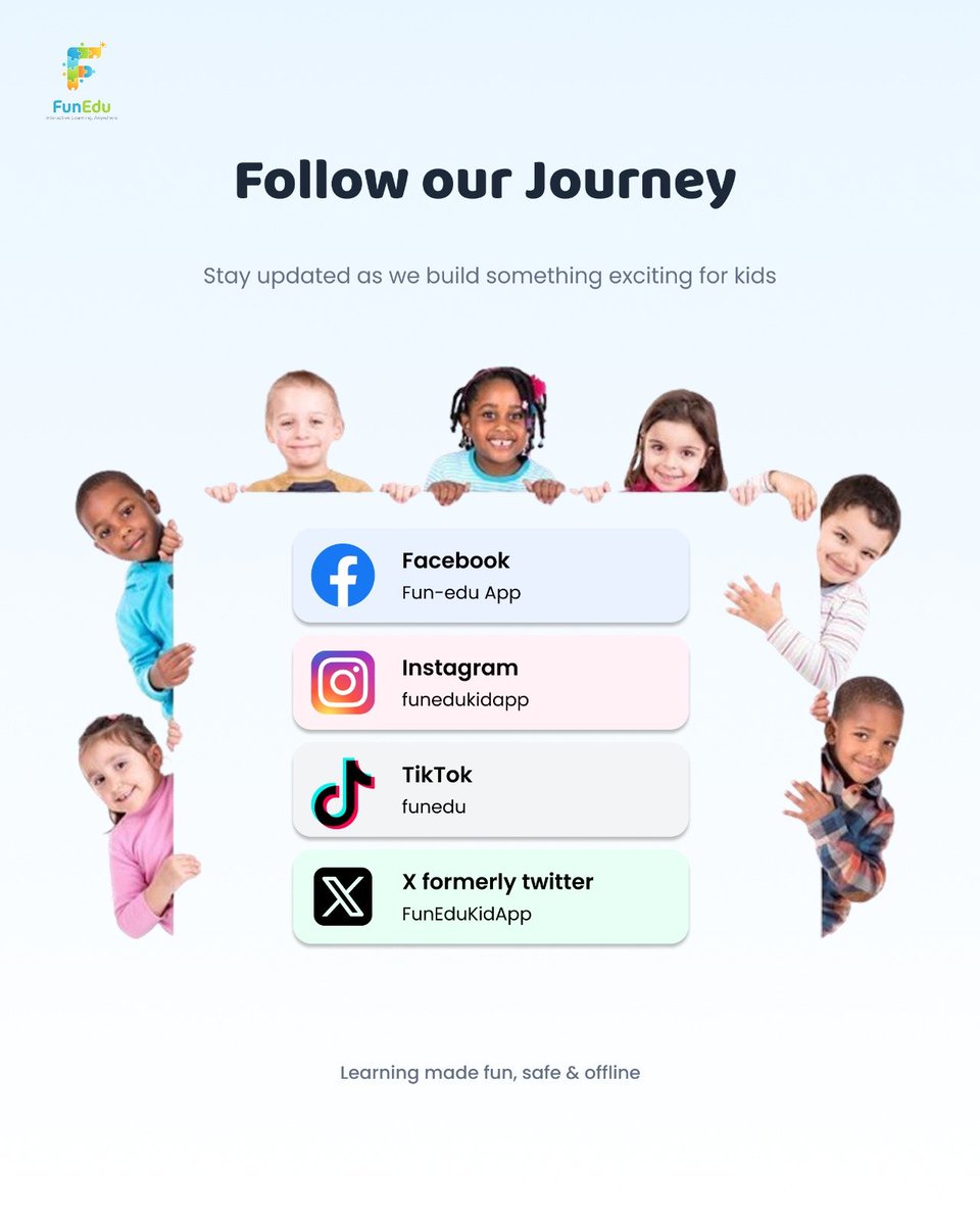 FuneduKidApp's tweet photo. We’re just getting started

Follow FunEdu across all our social platforms for:
✨ product updates
🚀 launch announcements
🎨 behind-the-scenes moments
🌍 and the journey of building FunEdu in public

Be part of the story from the beginning.

Interactive Learning. Anywhere. https://t.co/4Z4REifs1a