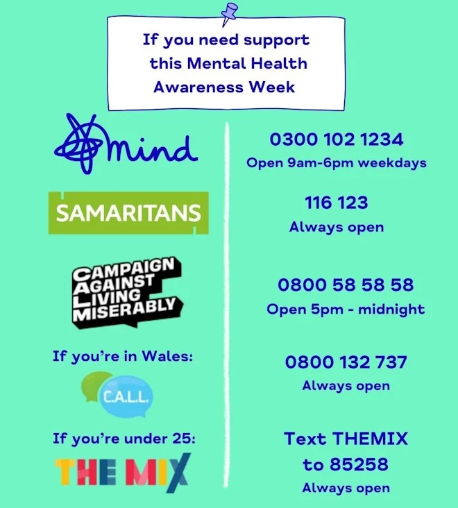 BPRCVS's tweet photo. If you need support this #MentalHealthAwarenessWeek here's some helplines thanks to @MindCharity 

@LancsMind #MentalHealth #MentalHealthAwareness #MentalHealthHelplines #MentalHealthSupport #Burnley #Pendle #Rossendale https://t.co/3njqDRFB6C