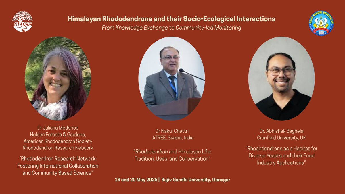 berryeapsa's tweet photo. 📢 Meet our speakers.

Presenting speakers and their topics for our workshop: "Himalayan Rhododendrons and their Socio-Ecological Interactions" (May 19-20, 2026). 
🌸🏔️

#KnowYourSpeakers #Ecology #Himalaya #Conservation #Workshop2026 https://t.co/mqzxZnCrCp