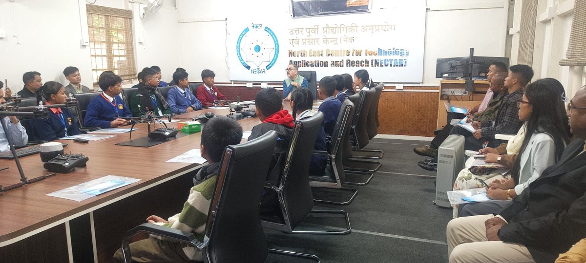 NECTAR_DST's tweet photo. Meghalaya students and teachers celebrated National Technology Day, 11.5.26, at NECTAR STEM Lab through hands-on robotics, drones, electronics, and STEM innovation, inspiring creativity and future-ready learning. @IndiaDST @PMOIndia @DrJitendraSingh https://t.co/e12dYWx6Gv