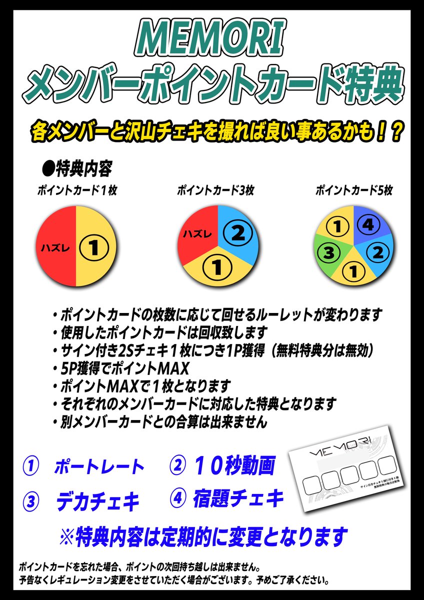 🤖.｡oO #MEMORI メンバー個人ポイントカード情報🚀 MEMORIはメンバー