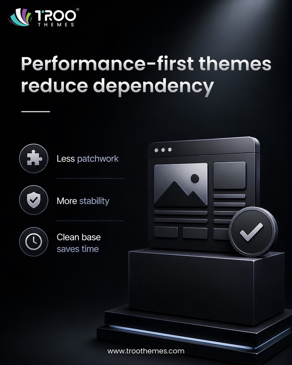 troothemes's tweet photo. Too many plugins = instability.

Strong themes reduce dependency.
Clean structure beats plugin stacking every time.

Efficiency always wins.

#WordPress #WebsitePerformance #PluginOverload #TRooThemes #WebDesign https://t.co/q8wDTFJQGb