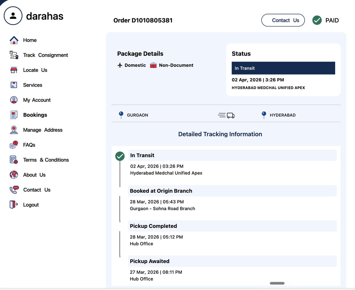 DannyMuggu's tweet photo. A stranger used Google Lens, LinkedIn &amp; Instagram to find the owner of a lost camera across the internet.

@DTDCIndia has had a tracking number, a booking, and 44 days.

They cannot confirm which city it is in.
Tracking: D1010805381
Booked: 28 Mar, Gurgaon → Hyderabad https://t.co/FAaITUlLGH