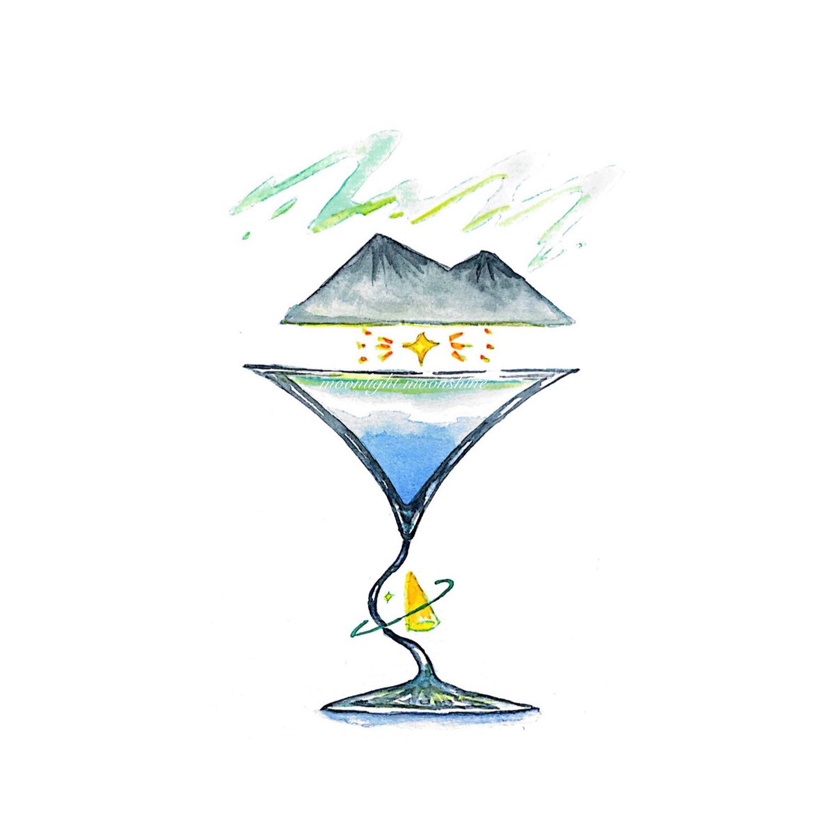 moonlightmoons2's tweet photo. 【山彦のはなうた】
オリジナル
夜色の山々が飾られたさっぱりとしたカクテル。澄んだ空気をいっぱいに吸い込むような心地よさのあるカクテルです。山をつつくとキンキンと良い音が辺りにに響き渡ります。どうぞ考え事が込み入った時などにおすすめのキレのあるカクテルはいかがでしょうか。 https://t.co/8dZwH6BTJv