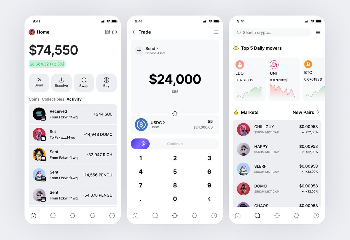 mostapha_adamz's tweet photo. Crypto wallet app inspired by @Lukeedesigner 

#Web3‌‌ #crypto #walletapp #mobileapp 
#fintech #figma https://t.co/SHYm9nTdmt