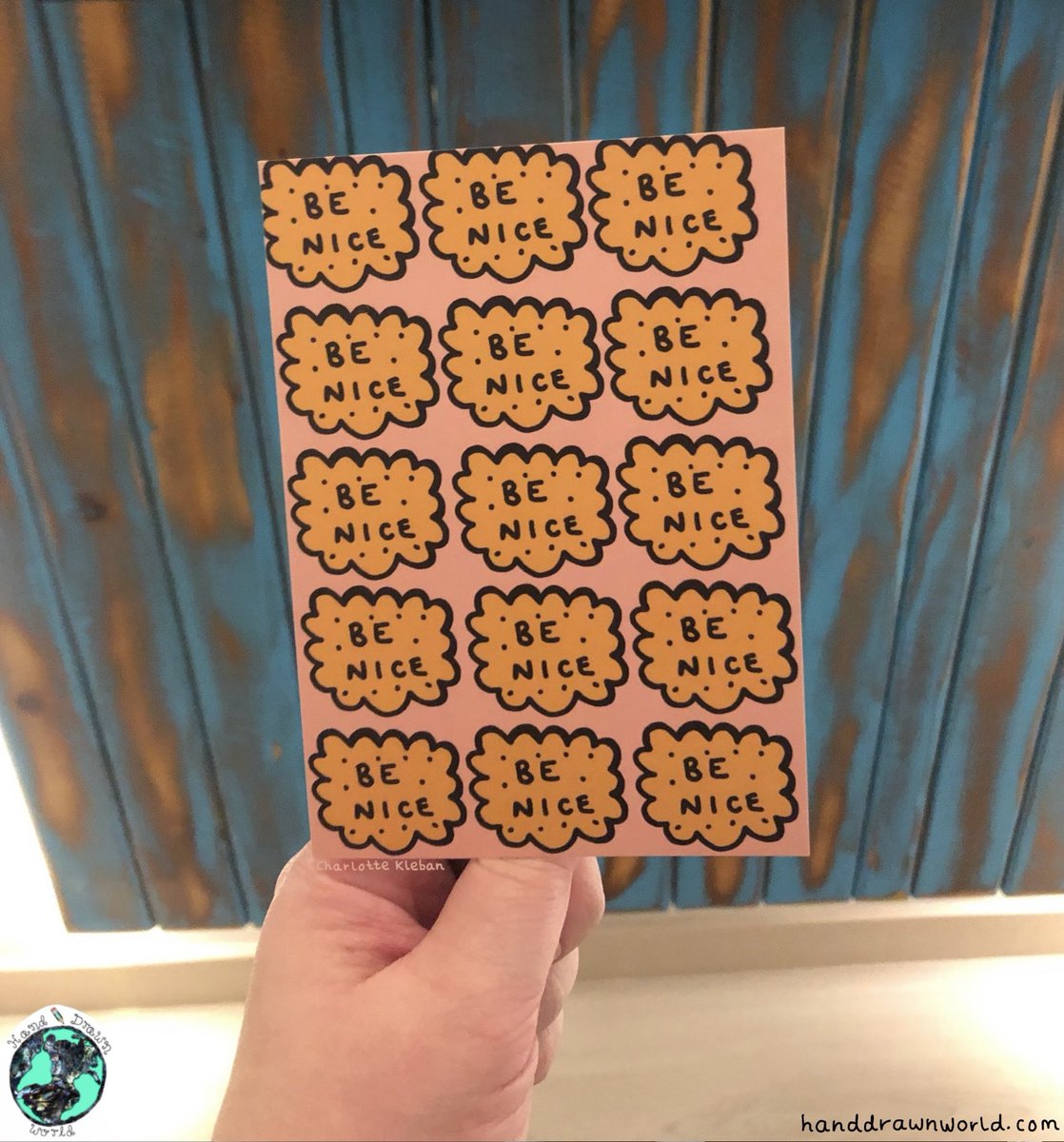 HandDrawnWorld_'s tweet photo. Hand Drawn World designed blank greeting card with (Be) Nice biscuit design 🥮
If you’d like a handwritten message, leave a note at the checkout with the address to send directly 🧡
https://t.co/T2qjGmevPD
#MHHSBD #UKGiftHour #KindnessMatters #ShopIndie #benice #nicebiscuits https://t.co/NkEy5jYZNE