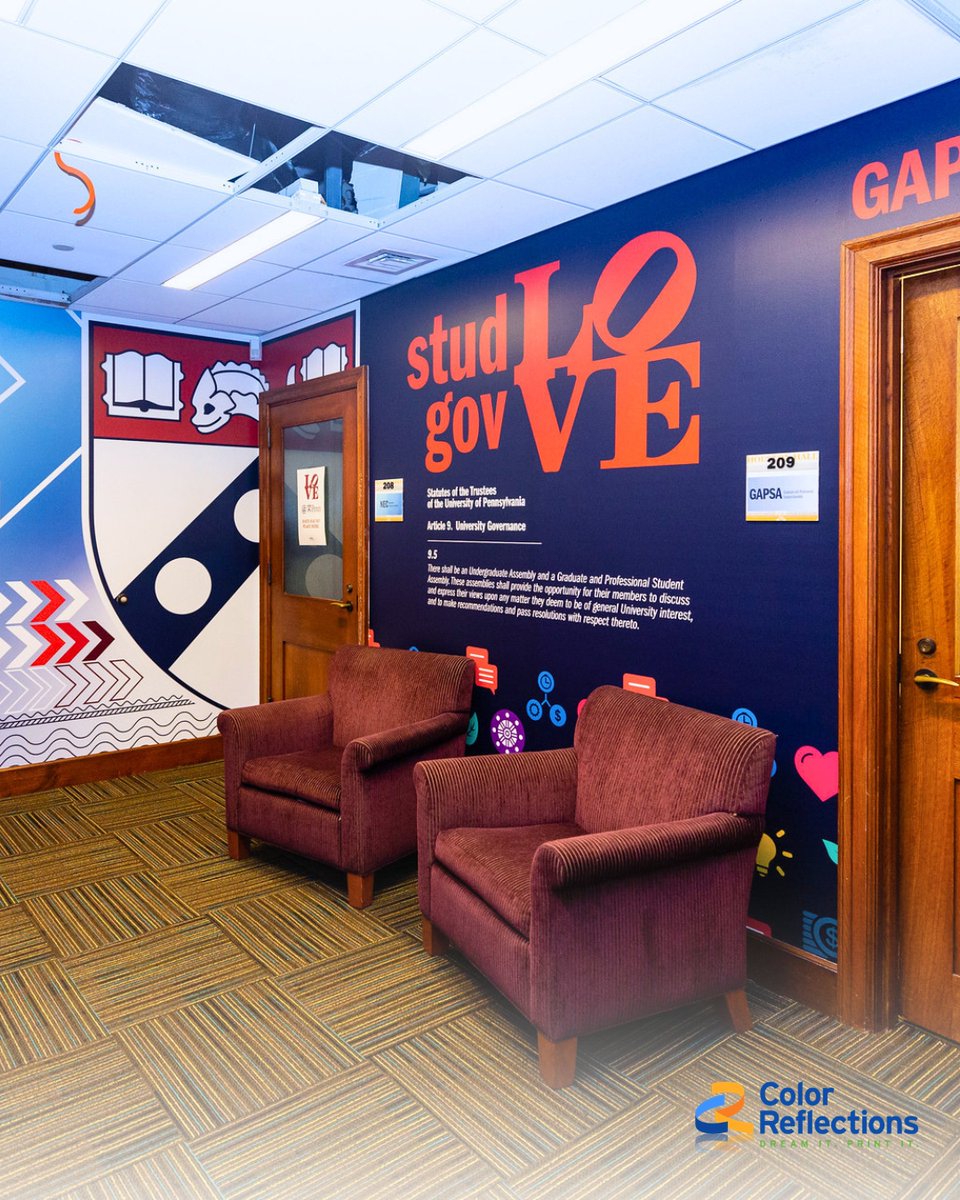 ColorReflection's tweet photo. Ah, Student Government. The only place where you can passionately debate the campus cafeteria pizza budget while sitting under a giant, aggressively positive "LOVE" sign. 

Upgrade your campus walls today:  https://t.co/P9grMqFgU0

#EnvironmentalGraphics #CampusBranding https://t.co/GIooxAQeNk
