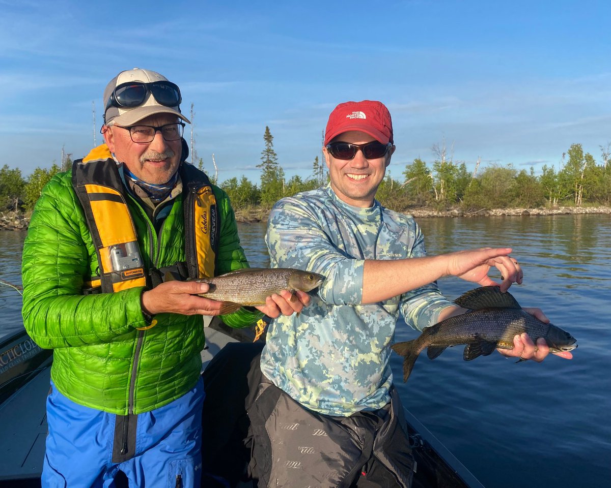 ArcticLodges's tweet photo. We love a good Arctic Grayling double header.🐟

#reindeerlake #exploresask #trophyfishing #grayling https://t.co/Ntts0FqjE6