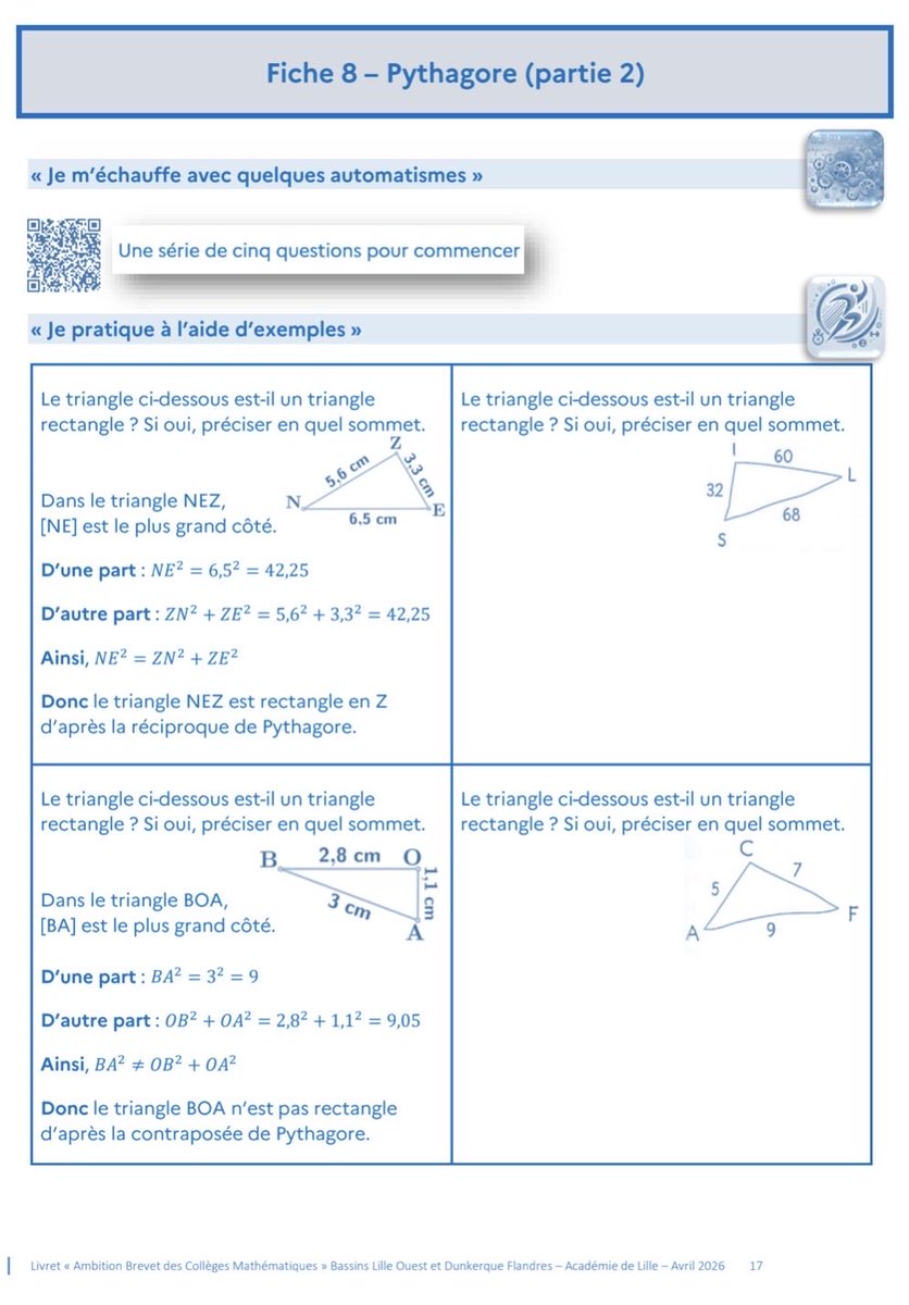 VerdierFranck2's tweet photo. Le livret 2026 « Ambition Brevet des Collèges Mathématiques » pour accompagner les élèves de 3eme à préparer l’épreuve écrite de juin avec un programme de révisions sur cinq semaine s 💪 https://t.co/SGRxx9POg7 https://t.co/jF7YYpQASQ