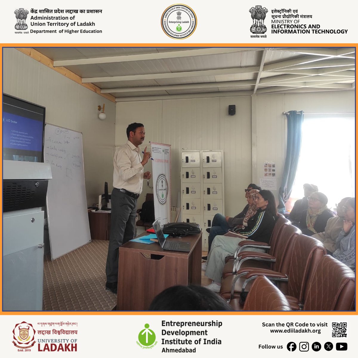 EntLadakh's tweet photo. Enterprising Ladakh is organizing a 3 - Day Startup and Entrepreneurship Bootcamp at the MeitY Centre, University of Ladakh, Leh, from 11th to 13th May 2026, where over 50 students are actively participating in the program.

@lg_ladakh @ashishkundra @GoI_MeitY @ULadakh https://t.co/a2Bv5JMhCh