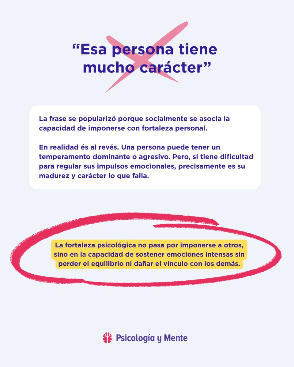 psicologiamente's tweet photo. 🧠 Muchas veces confundimos “tener carácter” con ser dominante, impulsivo o explotar fácilmente. Pero existe una confusión de conceptos. La verdadera fortaleza no está en explotar, sino en saber contenerse.
👉https://t.co/OiA0Q4fBqP
#Psicologia#temperamento #caracter https://t.co/4D7V7VFBzY