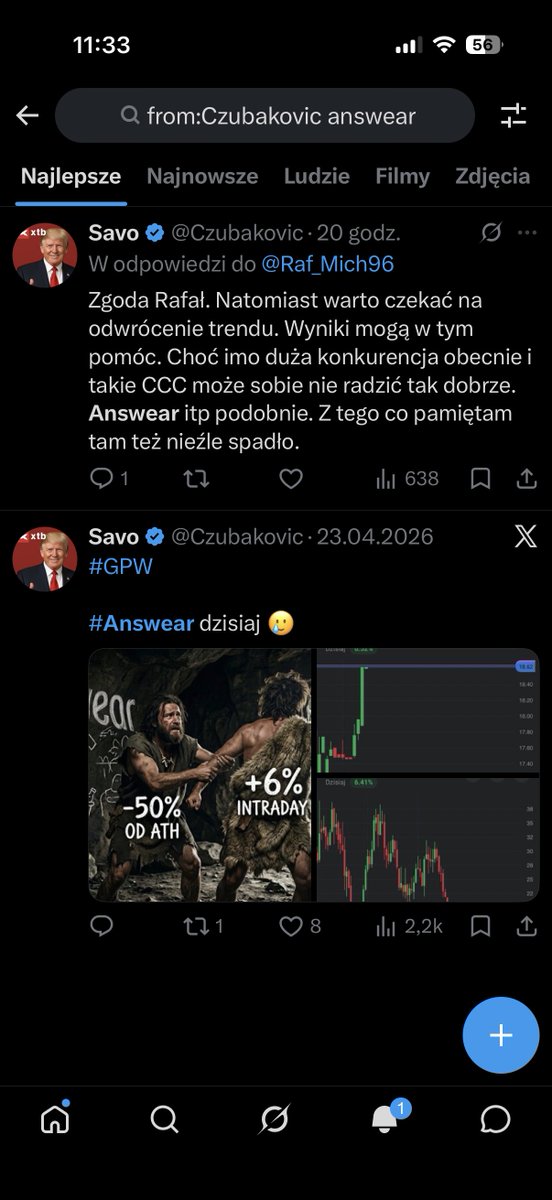 Czubakovic's tweet photo. To tak a propos #CCC czyli #Modivo
(Ten sam segment).

#Answear -6,5% 📉 (-54% od ATH)

YTD: -30% 🔴
1Y: -40% 🔴

Spółka wykazała stratę (zysk netto) oraz ujemne marże…

Ciekawe otoczenie dla CCC 👀.

Taka promocja? Łapiecie #FinTwit? przecież papier tyle spadł, taka promka olaboga🤓…

Zawsze coś tanieje i jest na „promocji” z konkretnej przyczyny, a nie że walor stwierdził: „nie no Halinka za dobrze, to też nie dobrze -  ładujemy korektę -2/3 ceny i essa 🙃.

#GPW #FinX #Polska #XTB #Akcje