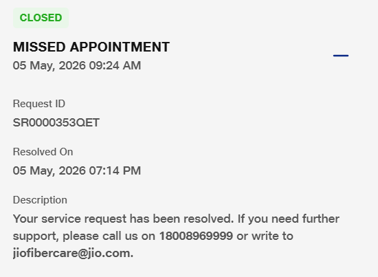 sugantaj29's tweet photo. @JioCare No solution very bad https://t.co/VYYNCW3lT7