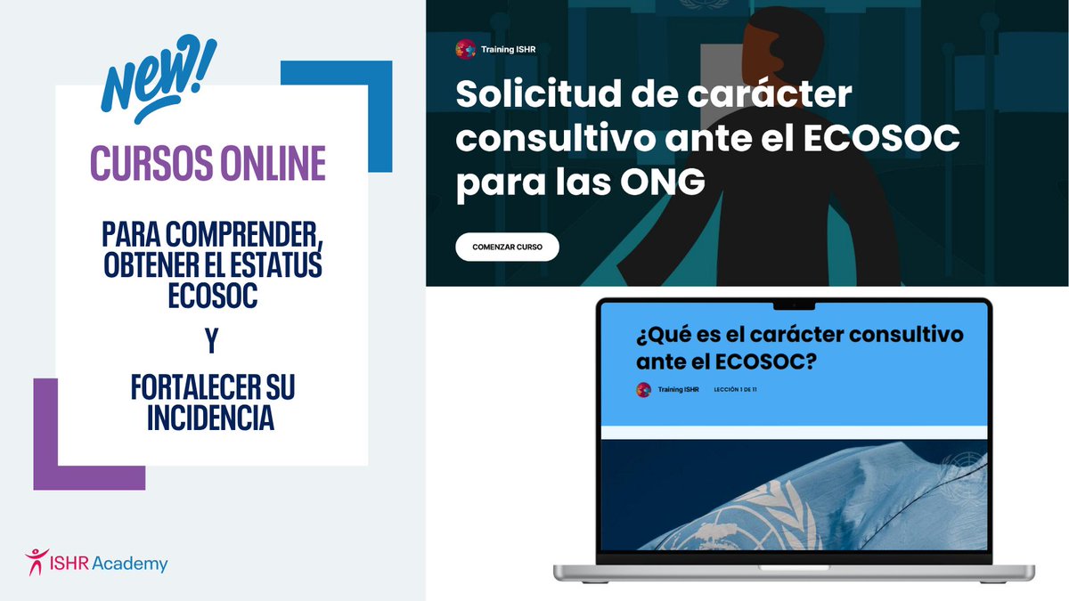 ISHR_esp's tweet photo. 🚀 Refuerza tu incidencia en la #ONU 

Este curso de ISHR te ofrece herramientas prácticas para navegar el proceso del ECOSOC y superar sus obstáculos 💡

👉 https://t.co/4Zh4BwIS2O https://t.co/TcOWlBAERE