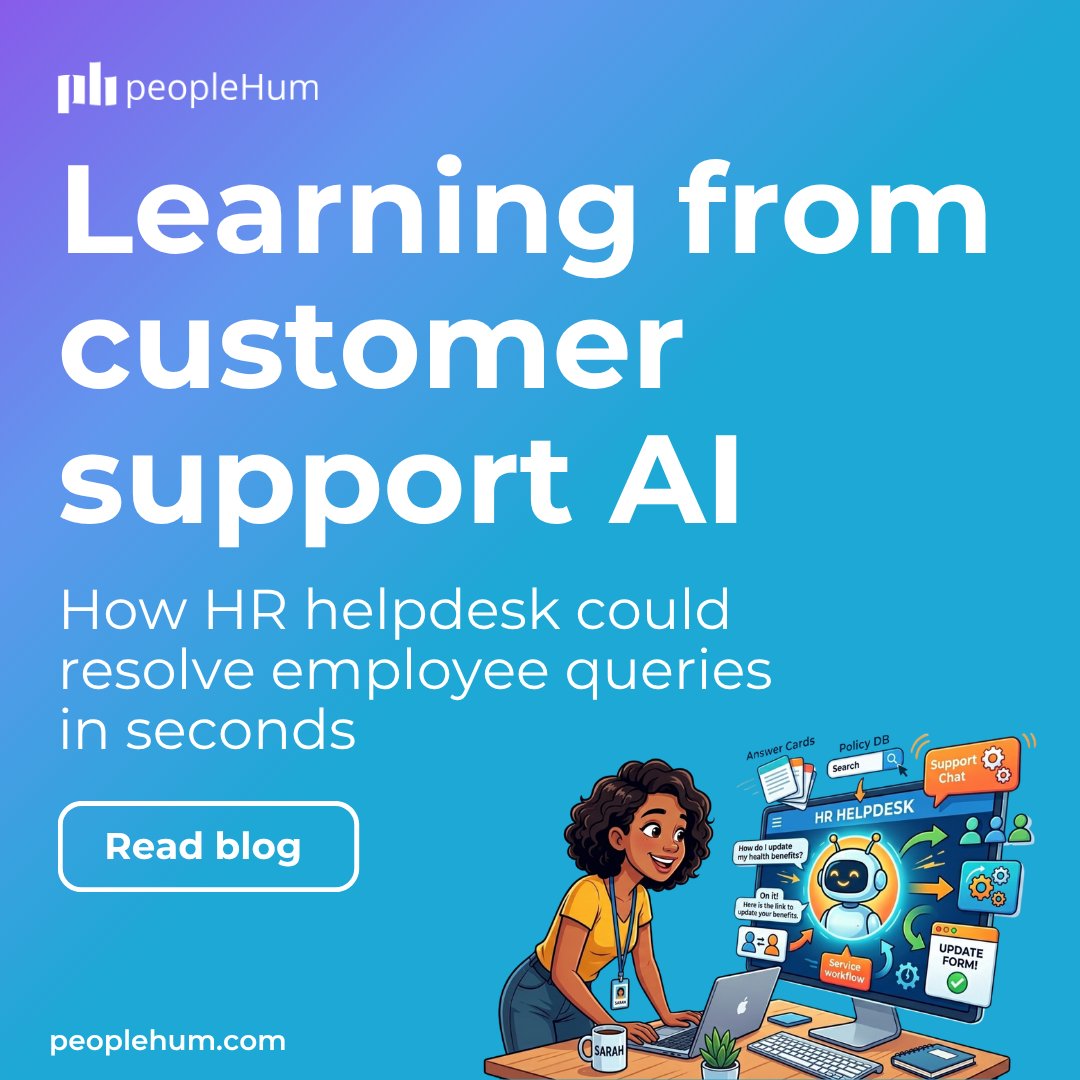 PeopleHum's tweet photo. HR helpdesks don’t need more tickets. They need faster resolution and cleaner routing—like modern
support AI.
👉 Start with top FAQs, enable instant answers, and escalate edge cases with context so HR stops copy-pasting all day.
#HRHelpdesk #preOPAI #EmployeeExperience #AIinHR https://t.co/G5YQWE6AD7