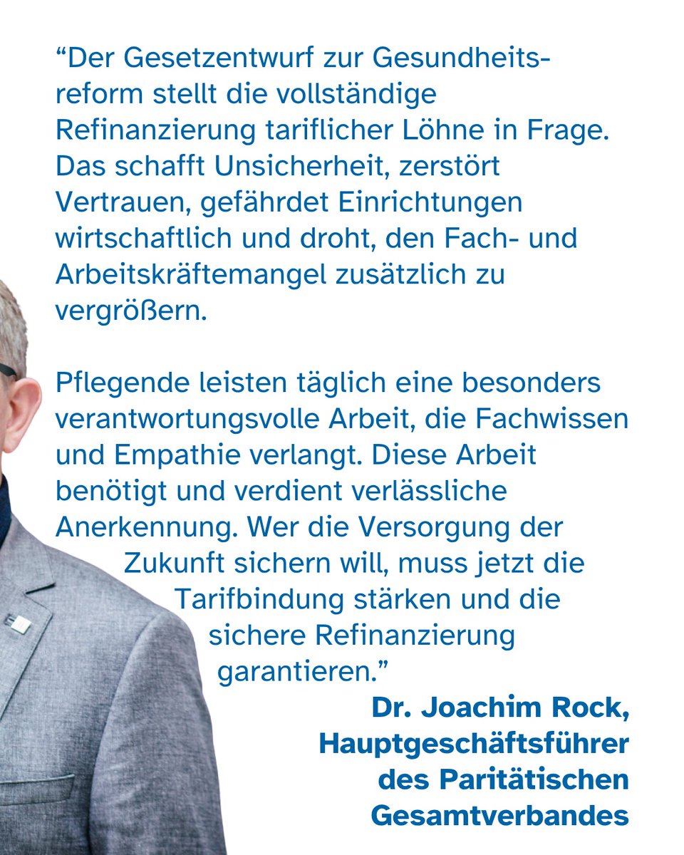 Paritaet's tweet photo. „Lange war die Verbesserung der Arbeitsbedingungen und der Entlohnung von Pflegekräften parteiübergreifender Konsens. Damit droht die Bundesregierung jetzt zu brechen."
@JoachimRock, Hauptgeschäftsführer des Paritätischen Gesamtverbandes, zum Internationalen Tag der Pflegenden. https://t.co/94VrQOwXBF