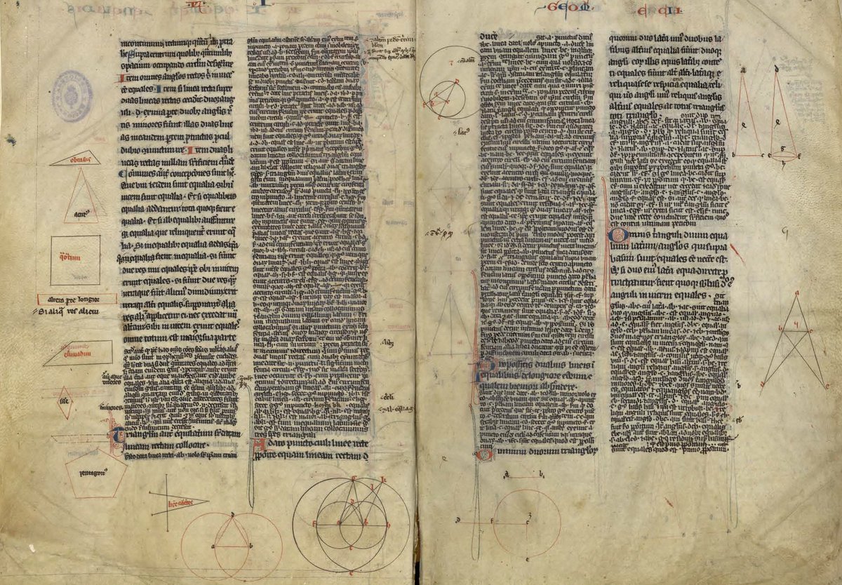 BNE_biblioteca's tweet photo. Hoy, en el #DíaMujeresEnMatemáticas, recordamos a dos de sus pioneras. La obra más antigua sobre matemáticas conservada en la BNE es el manuscrito anónimo 'Tratados tocantes a matemáticas, geometría y astronomía' (S. XIII). ¿Pudo ser una mujer su autora?🔗https://t.co/kvyXhEY6ZT https://t.co/T0vBFCy0k4