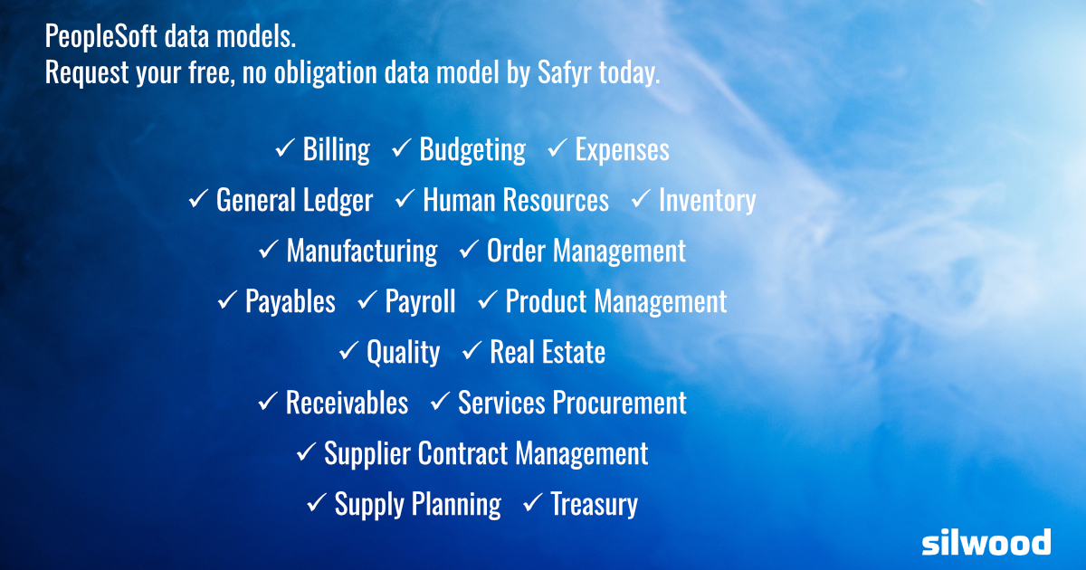 Silwood_Safyr's tweet photo. PeopleSoft data models. Request your free, no obligation data model by Safyr today. https://t.co/MEBram4nfA #DataModel #DataModeling https://t.co/H7nXdvtDlw