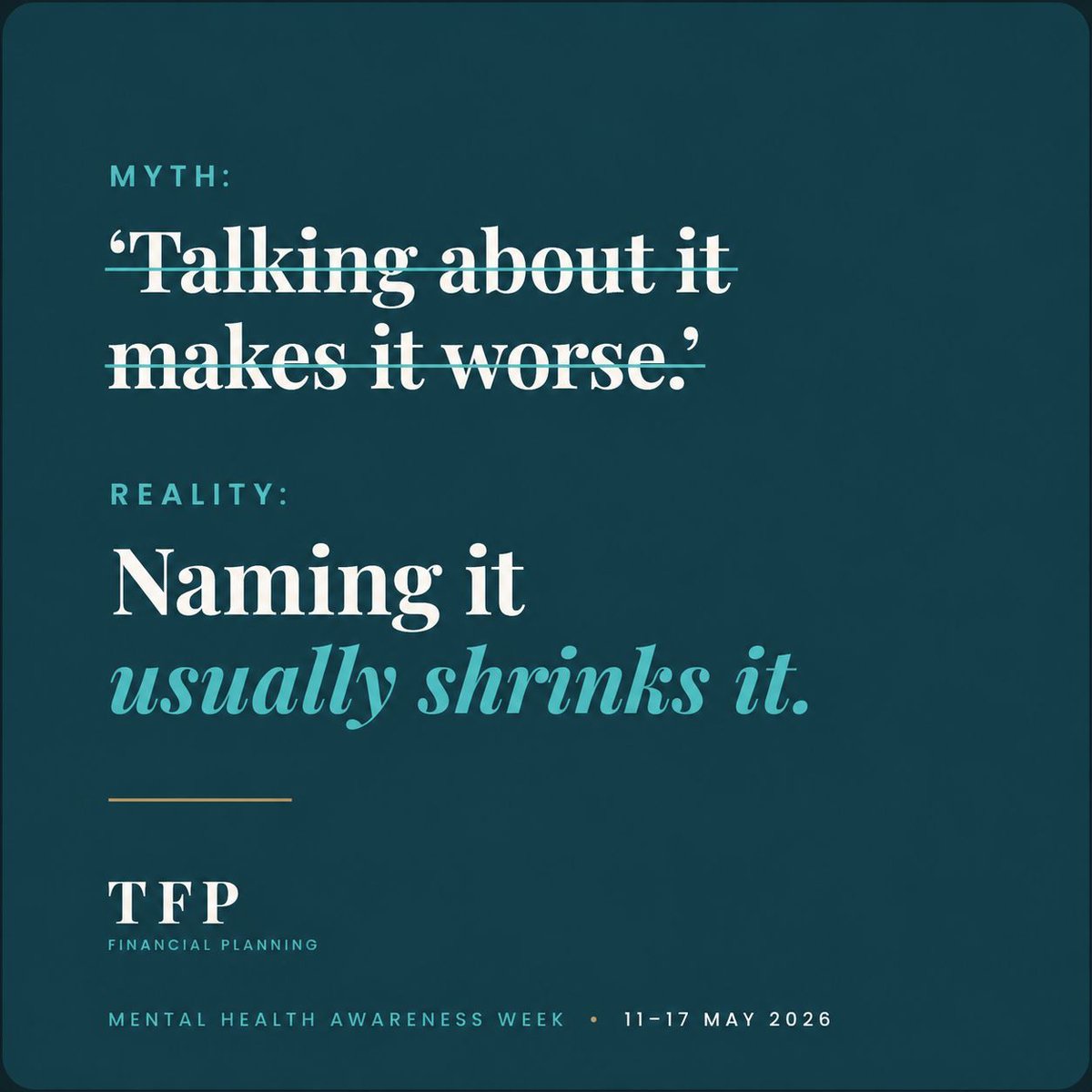 TFPplanning's tweet photo. Some things we have been talking about as a team the  week... and a few we all feel would be worth sharing.

Three myths that, even now, keep people from saying the thing out loud. Nothing groundbreaking. But noticing them is part of what this week is for. https://t.co/Vuy4c9klhV