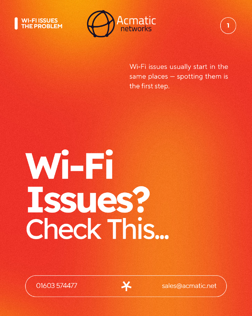 AcmaticNetworks's tweet photo. Struggling with Wi-Fi dead spots? Problems often reappear in the same areas. Identify patterns before making changes. We can help design &amp; tune your network with cloud tools for better coverage. Stay connected &amp; productive! #AcmaticNetworks #Connected https://t.co/i1OMfl7ncP