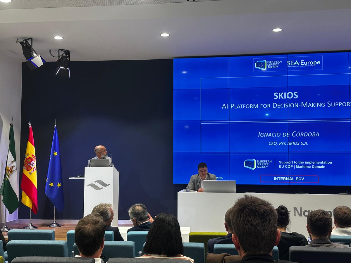 skios's tweet photo. 🇬🇧🇪🇺 We took part in the ECV Industry Workshop (EDA + Navantia, San Fernando). 
Our proposal: Explainable AI, data integration and auditability as cornerstones of the future European combat vessel. #ECV #ExplainableAI #TechnologicalSovereignty https://t.co/stii7mIFRa