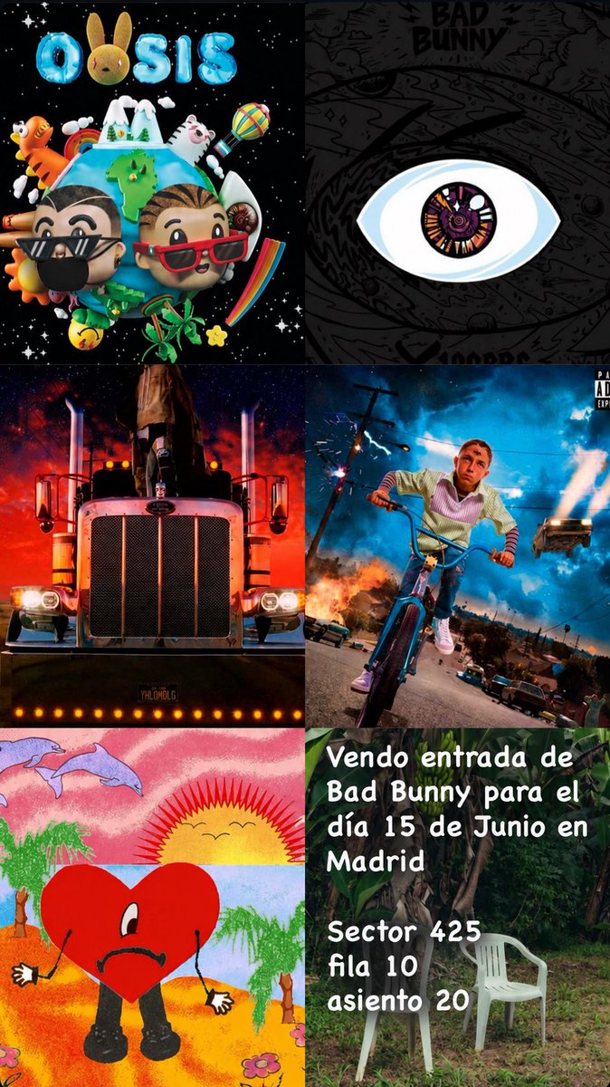 Melddt_'s tweet photo. VENDO ENTRADA #Badbunny DÍA 15 DE JUNIO EN MADRID. 
#badbunnyentradas 
#DebiTirarMasFotosWorldTour https://t.co/rXoeA02NZy