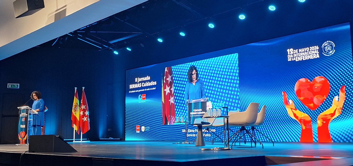 danielmj78's tweet photo. Elena Fernandez Cano felicita a las enfermeras en la II Jornadas SERMAS Cuidados @SaludMadrid https://t.co/SGpRFy6jU6