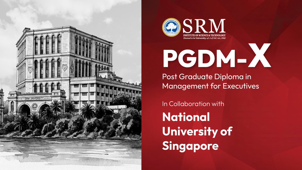 SRMIST launches 15-Month PGDM-X Programme for working professionals in collaboration with NUS Singapore

Details here 🔗 educationpost.in/news/education…

#SRMIST #PGDMX #ExecutiveEducation #NUSSingapore #FutureLeaders #EPN