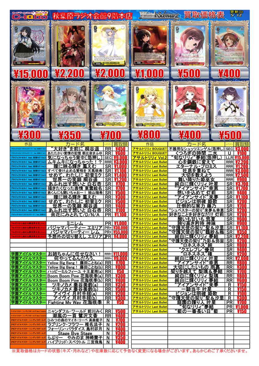 ヴァイスシュヴァルツ　sr rrr prホイル　まとめ売り　340枚 Yahoo!オークション - 「ヴァイス rrr」の落札相場・落札価格