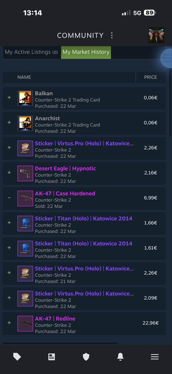 erosekkk's tweet photo. Sprawdzam sobie początek historii z handlowaniem w CS:GO… Auć? https://t.co/GqLSgkITQF