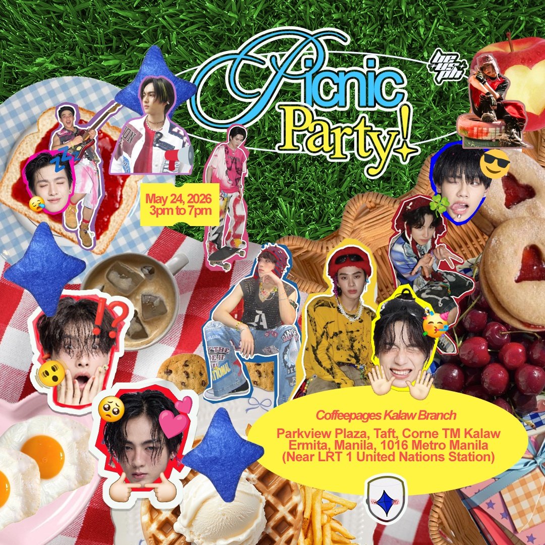 BEUSphilippines's tweet photo. EVERY PAGES WITH BEUS PH 📚✨️
​
​To provide a better and more comfortable space for everyone, our fan gathering is officially moving to Coffeepages! We are keeping our Picnic Theme alive, so feel free to bring your best aesthetic vibes to our new indoor home.  

​Get ready for a day full of fun, music, and community!
​
WHAT TO EXPECT:
• Fun Games with exciting prizes!  
​• Concert Viewing of our favorite BUS performances!  
​• Karaoke to sing our hearts out!  
​• Freebie Swapping (Feel free to bring yours!)  
​
🎁 LIMITED EDITION BUS KITS:
The first 50 registrants will receive a special event kit containing:
​• Banner
• Cupsleeve
• Notepad
• Ballpen
• Photostrip
• Blue starlight clip
• Lollipop 

📌​IMPORTANT DETAILS:
​Admission: FREE! (Walk-ins are welcome, but kits are limited to the first 50 registrants).  

​Venue Rules: No outside food/drinks. Attendees are required to purchase 1 drink and 1 food item to support the cafe.  
​
When: May 24, 2026 | 3:00 PM – 7:00 PM  
​
Where: Coffeepages Kalaw Branch (Parkview Plaza, Taft, cor. TM Kalaw, Manila — Near LRT 1 UN Station).  
​
📩 SECURE YOUR SLOT HERE:
🔗 https://t.co/HGSjFxENkK 
​
Let’s make new memories together because of you, we shine! ✨ 

#EveryPageswithBEUSPH
#BEUSPhilippines
#BUSbecauseofyouishine