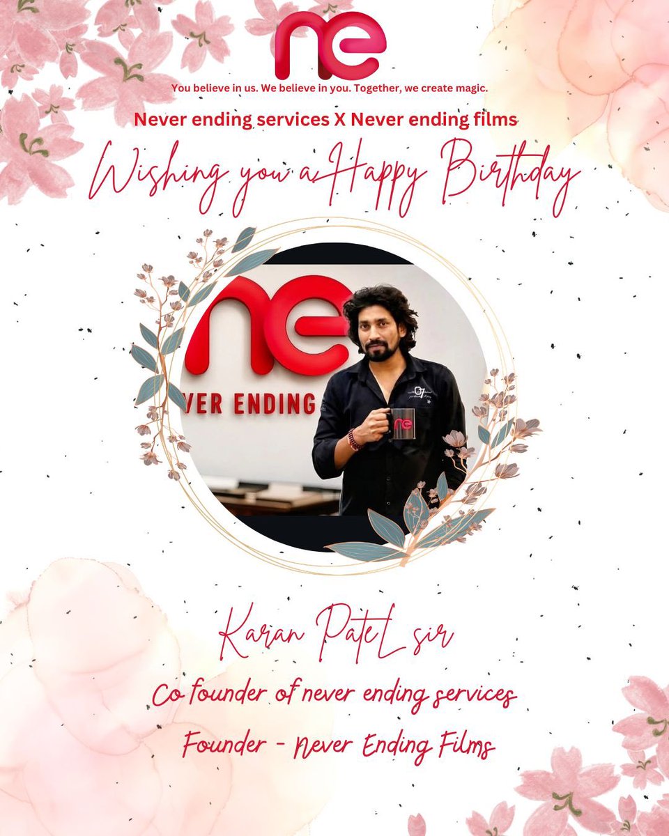 FilmsNever2818's tweet photo. To the creative mind and driving force behind Never Ending Films &amp; Never Ending Services - Happy Birthday, Karan Patel Sir. 

May your vision continue to shine and inspire countless people around you.
@karanpatel70 
#HappyBirthdaySir  #NeverEndingFilms #NeverEndingServices https://t.co/lBJwKKYdQc