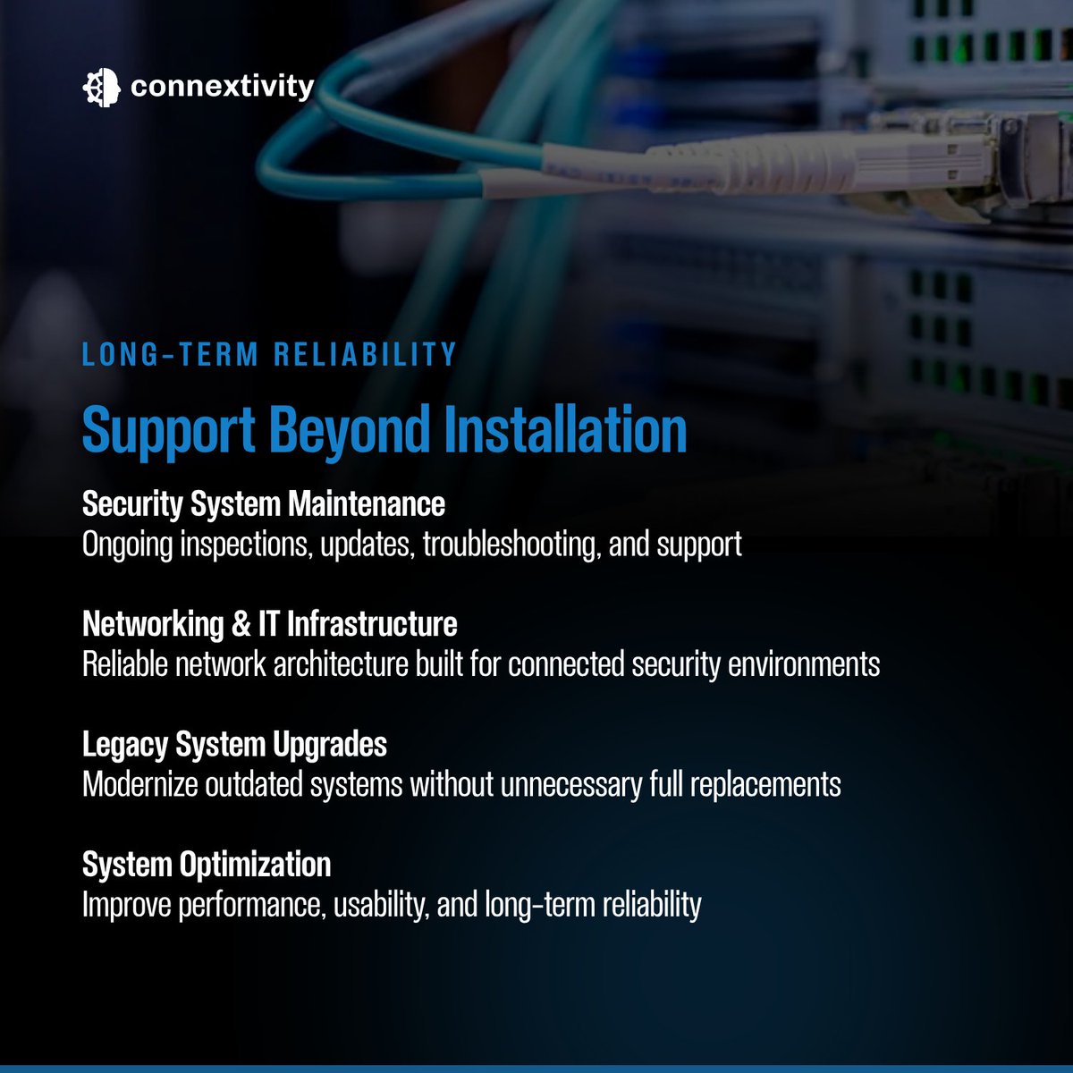 connextivity's tweet photo. Security assessments, system design, cameras, access control, video intercoms, alarms, networking, legacy upgrades, and ongoing support

#PhysicalSecurity #Connextivity https://t.co/0itLWZ6S7I