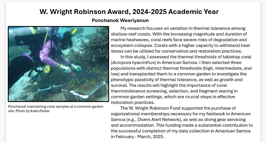 BIOLOGYatODU's tweet photo. Congrats to Ponchanok Weeriyanun, one of the  Wright Robinson and Musselman Award winners! See their research below - our graduate students are doing amazing things!

#odu #biology #olddominionuniversity #gradstudent #science https://t.co/FMAUTL7Y4X